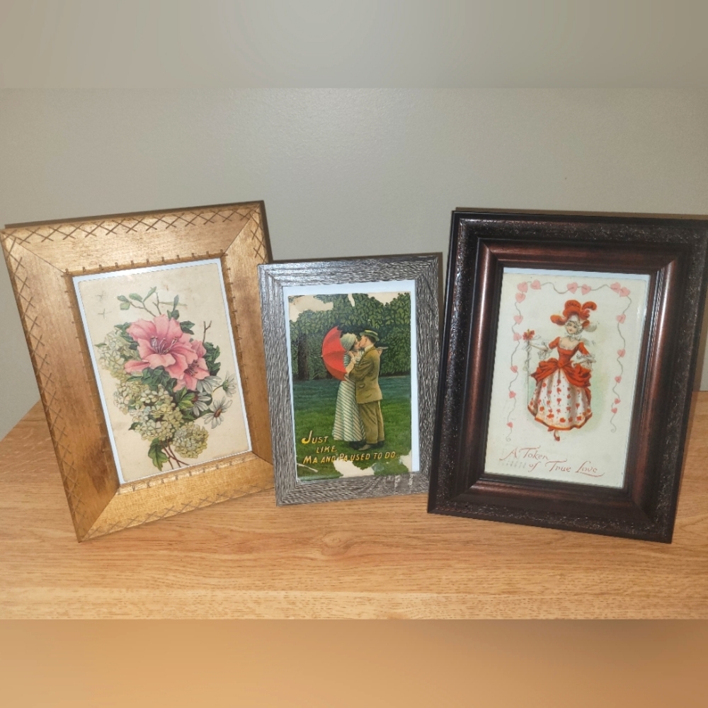 Vintage Post Cards in Picture Frames